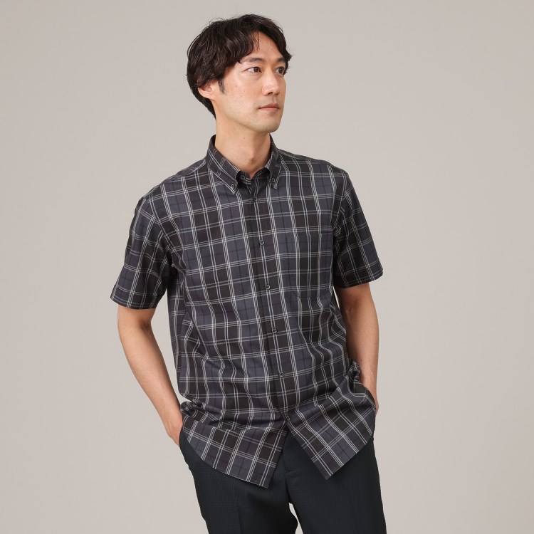 タケオキクチ(TAKEO KIKUCHI)のコットン セルロース チェック 半袖シャツ カジュアルシャツ