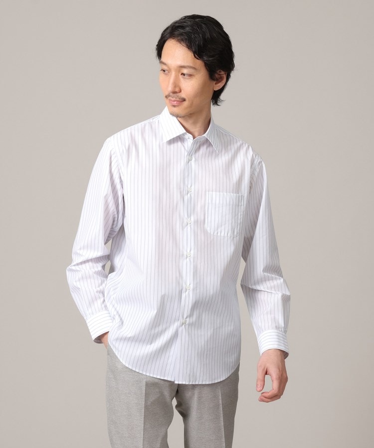 タケオキクチ(TAKEO KIKUCHI)のユーティリティ ストライプ シャツ ホワイト(301)