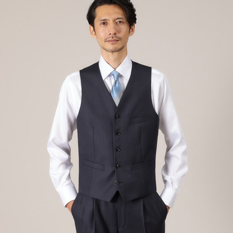 タケオキクチ(TAKEO KIKUCHI)の【DORMEUIL AMADEUS365】ピンストライプ ベスト/3ピース対応 ベスト(単品)