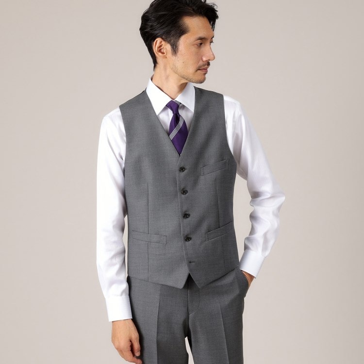 タケオキクチ(TAKEO KIKUCHI)の【DORMEUIL AMADEUS365】ダイアゴナル柄 ベスト /3ピース対応 ベスト(単品)