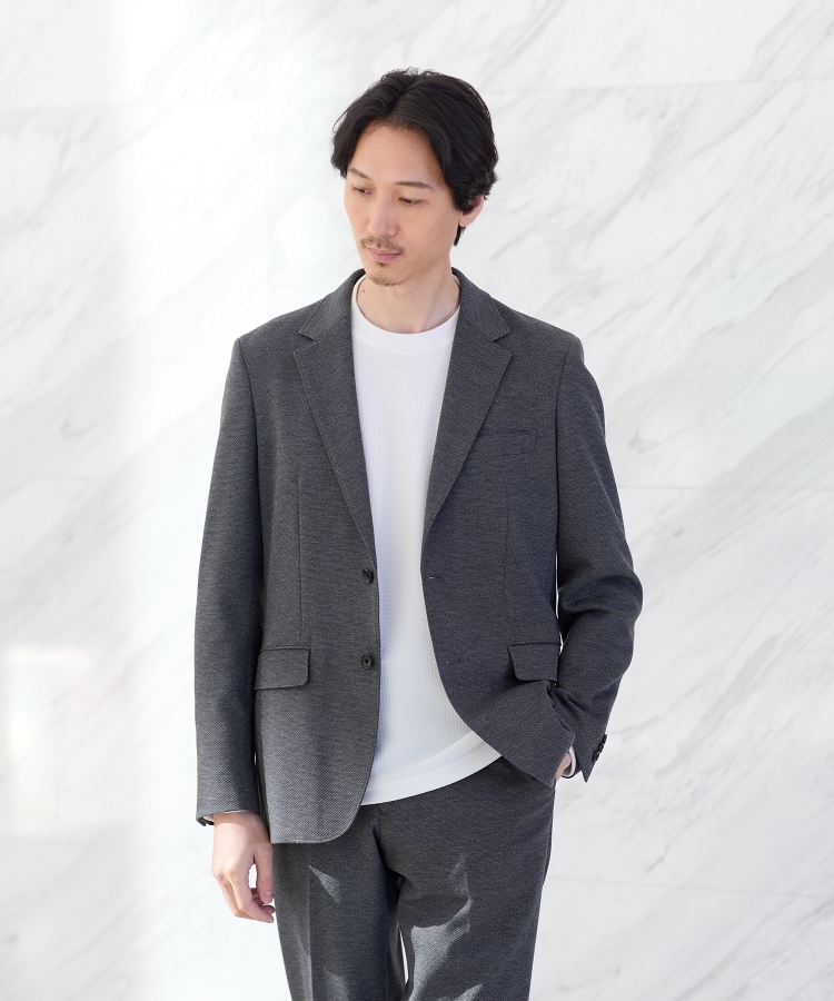 メランジ ハニカム ストレッチ ジャケット(テーラード メランジ ハニカム ストレッチ ジャケット(テーラード
