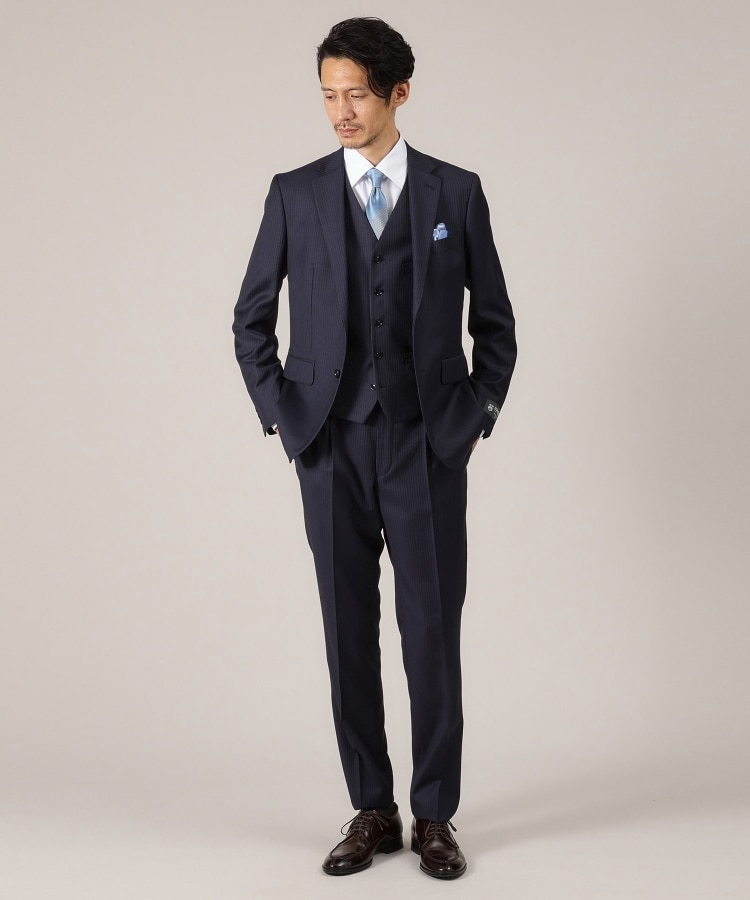 DORMEUIL AMADEUS365】ピンストライプ スーツ(スーツセット DORMEUIL AMADEUS365】ピンストライプ スーツ(スーツセット
