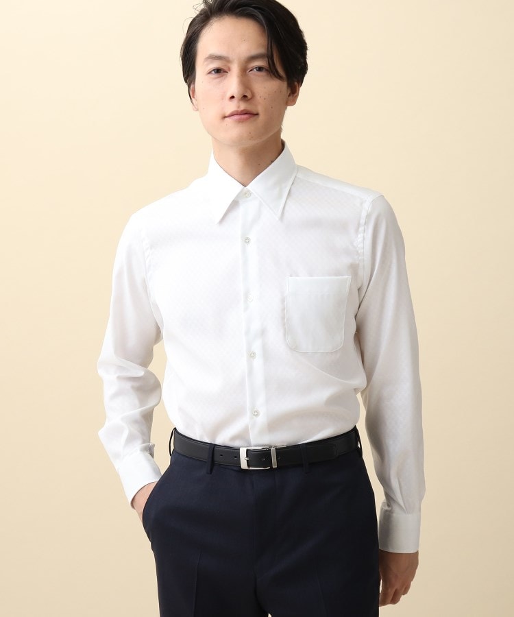 タケオキクチ(TAKEO KIKUCHI)の【Sサイズ～】市松紋 ドレスシャツ ホワイト(001)