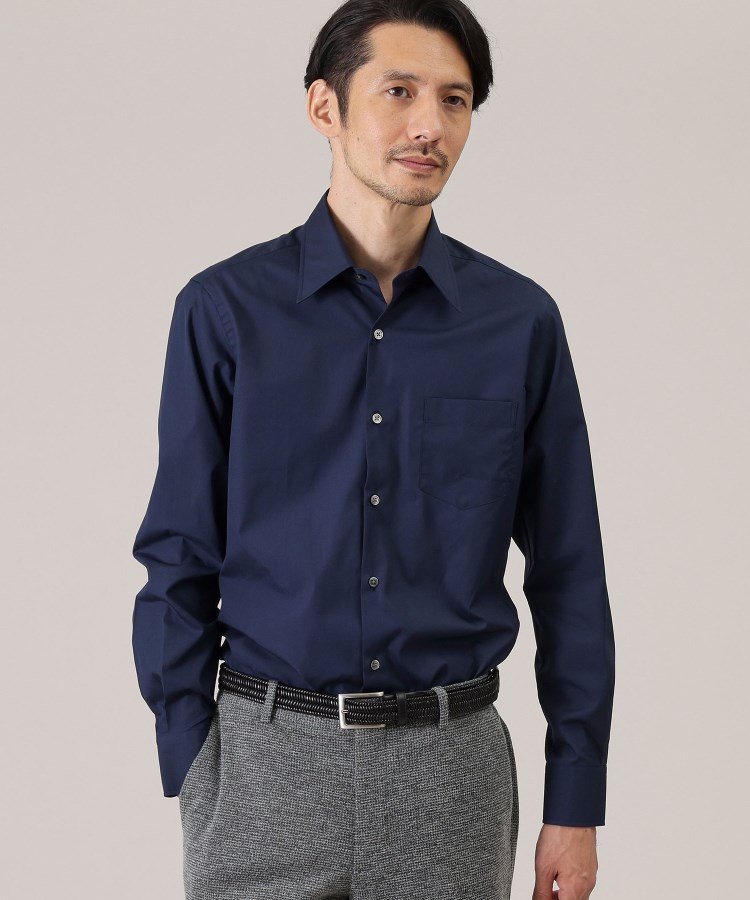 タケオキクチ(TAKEO KIKUCHI)の【Made in JAPAN】ブロード レギュラーカラー ドレスシャツ ネイビー(093)