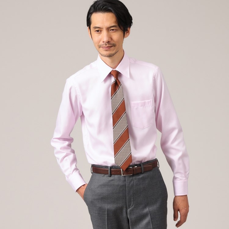 タケオキクチ(TAKEO KIKUCHI)の【Sサイズ～】ドビー ストライプ レギュラーカラー シャツ ドレスシャツ