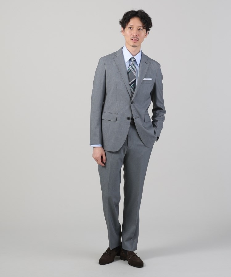 ONOFF/セットアップ対応】メランジ シャークスキン ストレッチ ONOFF/セットアップ対応】メランジ シャークスキン ストレッチ