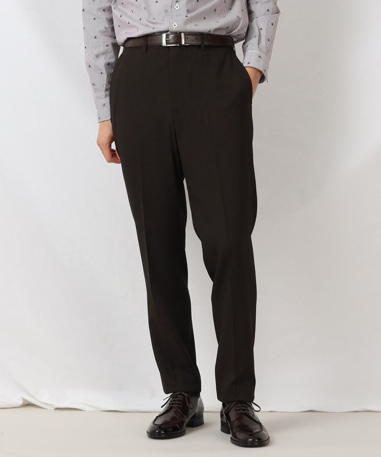 タケオキクチ(TAKEO KIKUCHI)の【ONOFF/セットアップ対応】メランジ シャークスキン ストレッチ パンツ ダークブラウン(043)