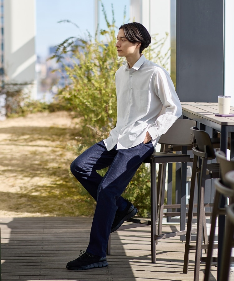 タケオキクチ(TAKEO KIKUCHI)の【抗菌防臭】尾州 リネンブレンド ハニカムメッシュ パンツ30
