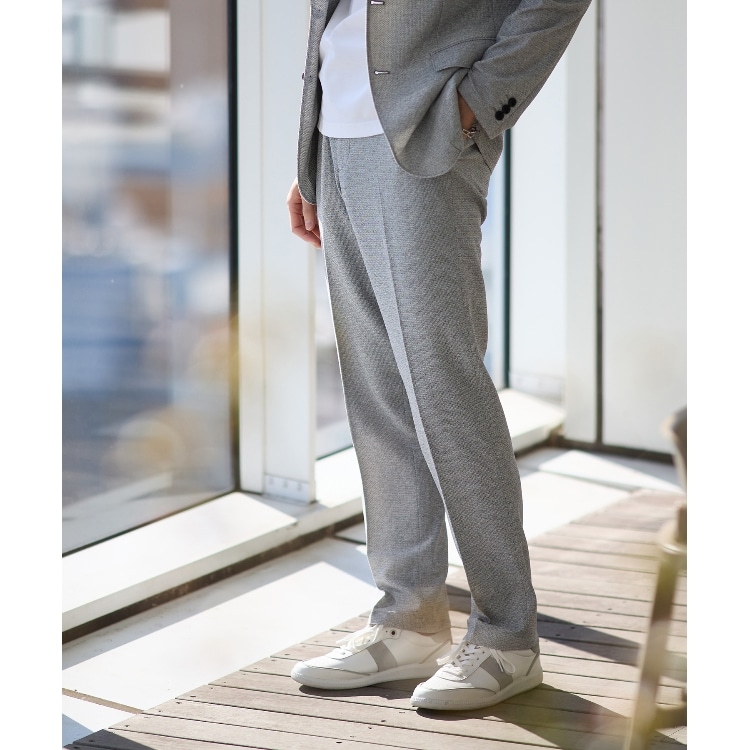 タケオキクチ(TAKEO KIKUCHI)の【抗菌防臭】尾州 リネンブレンド ハニカムメッシュ パンツ フルレングスパンツ