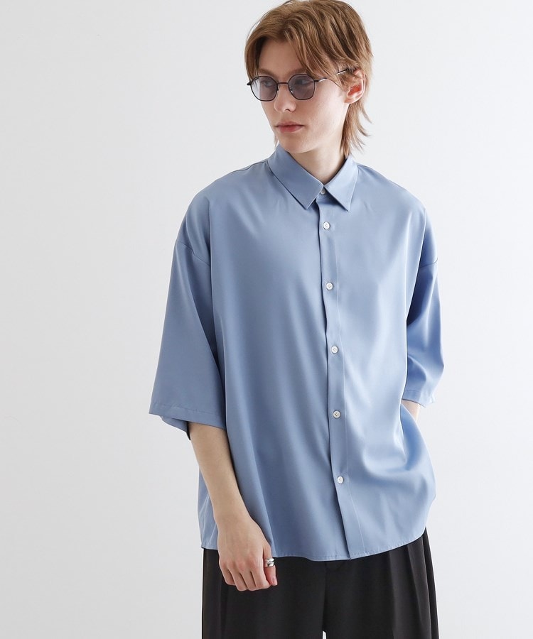 ティーケー タケオ キクチ(tk.TAKEO KIKUCHI)の【WEB限定】無地/花柄アソートドレープ半袖シャツ ブルー(092)