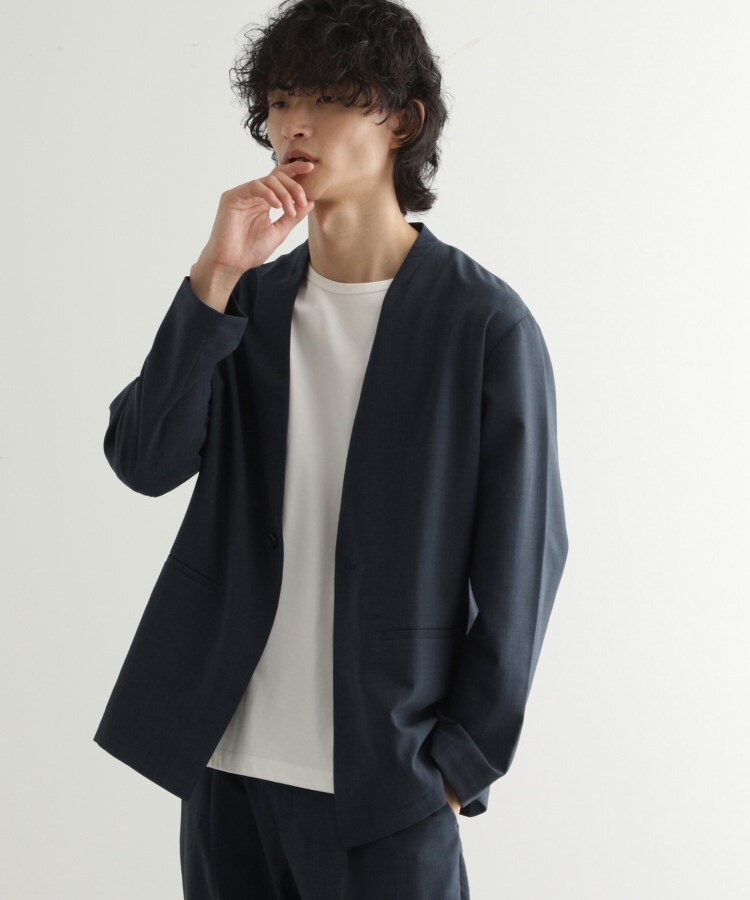 ティーケー タケオ キクチ(tk.TAKEO KIKUCHI)の【WEB限定 マシンウォッシャブル】機能性エアリードライノーカラーセットアップ/ノーカラージャケット&テーパードスラックス37