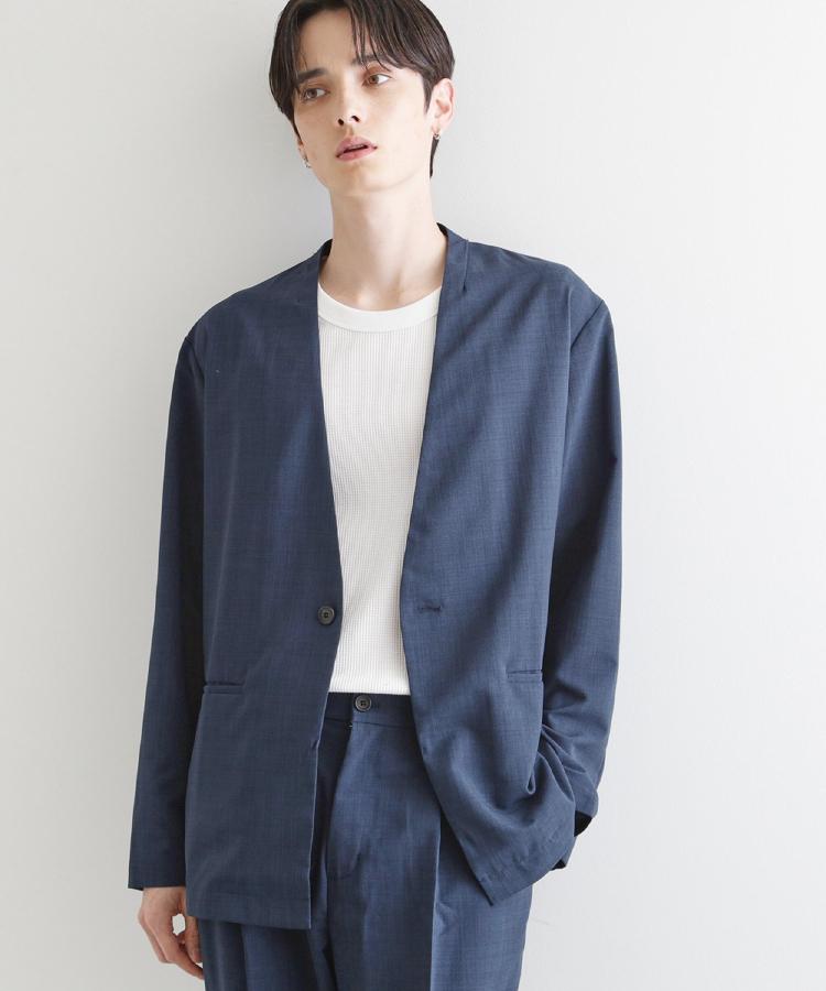 ティーケー タケオ キクチ(tk.TAKEO KIKUCHI)の【WEB限定 マシンウォッシャブル】機能性エアリードライノーカラーセットアップ/ノーカラージャケット&テーパードスラックス31