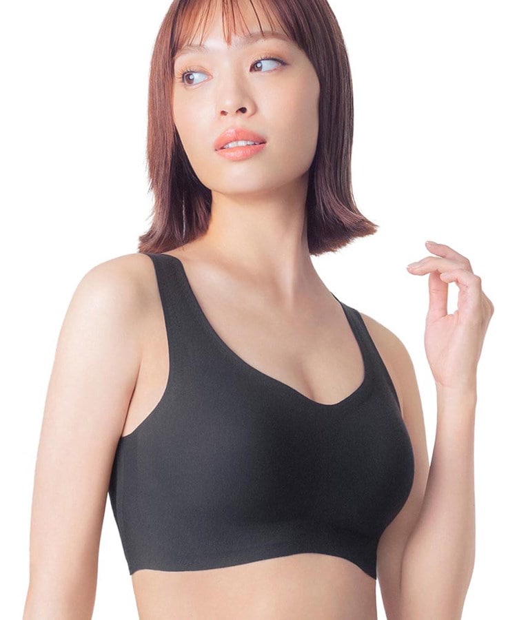 ウイング(Wing)の【綿の贅沢】 ノンワイヤーブラ 綿混素材 ラクなのにきれい ムレにくく快適 KB1031 ブラック(019)
