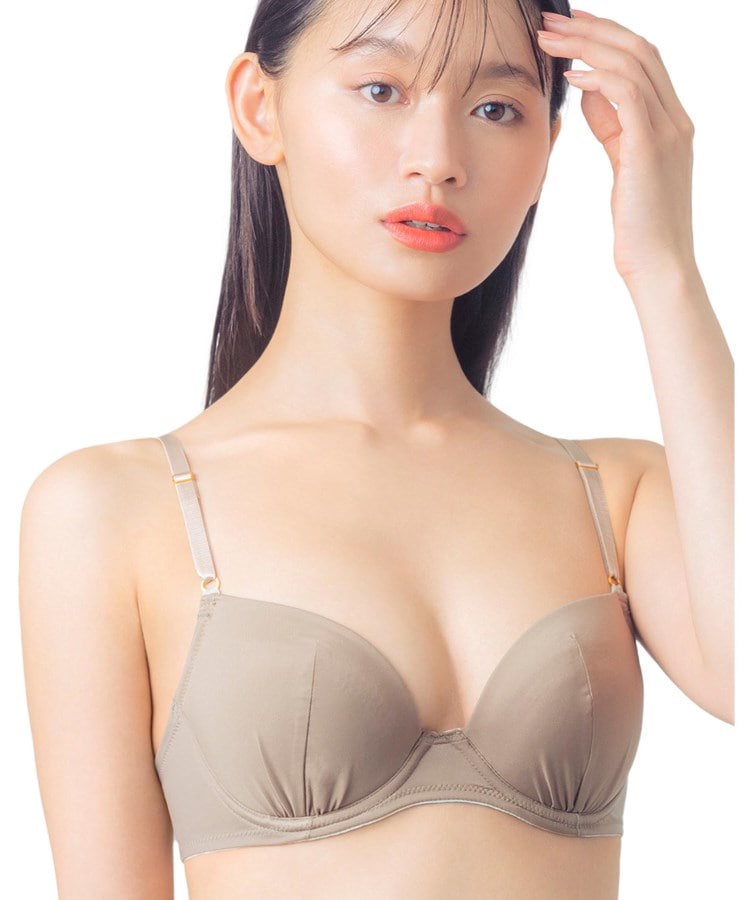 ウイング(Wing)のナチュラルアップブラ ブラジャー ふっくら自然なバストをメイク KB3001 ブラウン(043)
