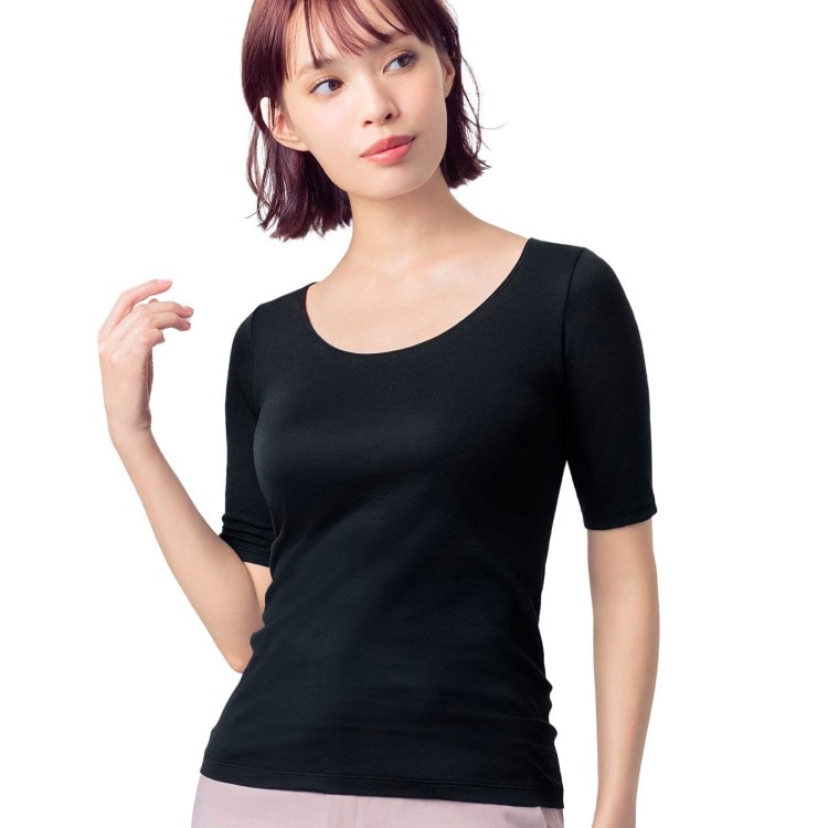 ウイング(Wing)の【綿の贅沢オーガニック】 5分袖 半袖 さらっと薄くて軽い EL1556 肌着