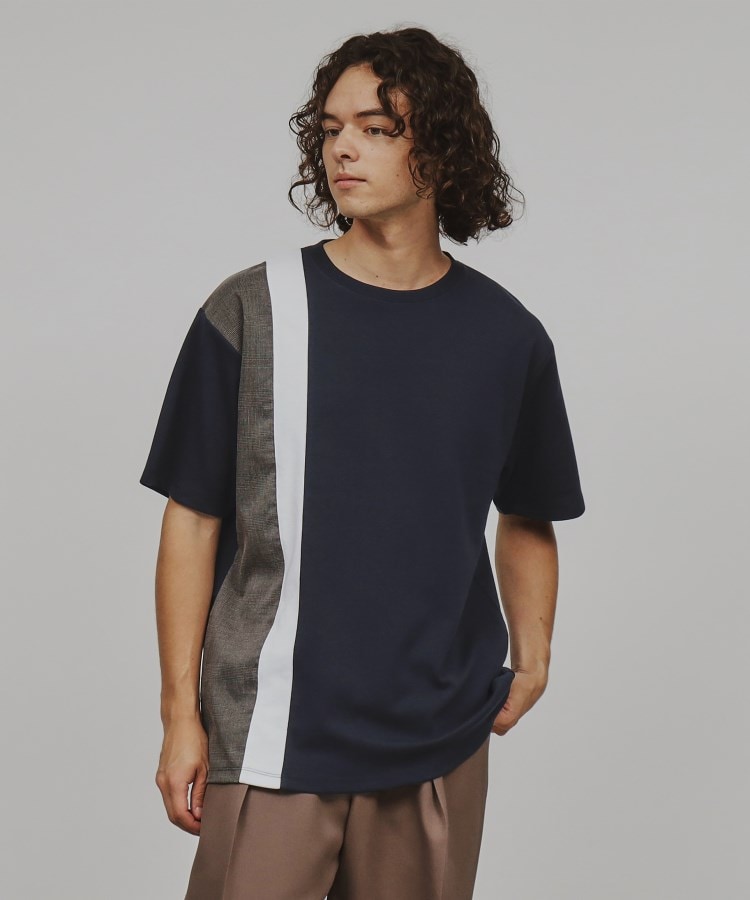 ティーケー タケオ キクチ(tk.TAKEO KIKUCHI)のクラシックチェック切替Tシャツ ブルー(093)