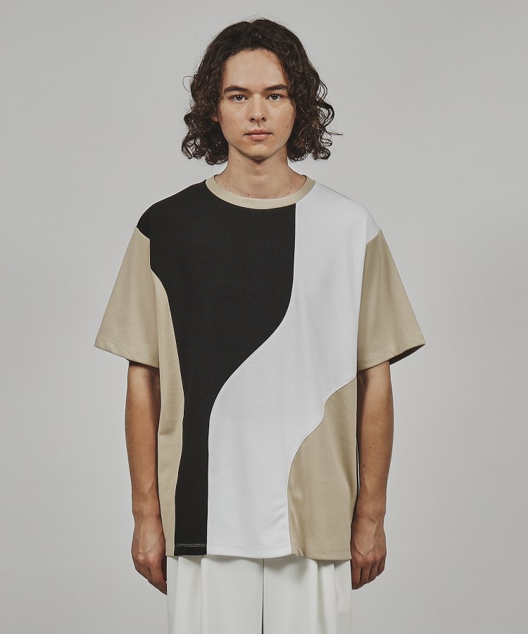 ティーケー タケオ キクチ(tk.TAKEO KIKUCHI)のウェーブ切替半袖Tシャツ1