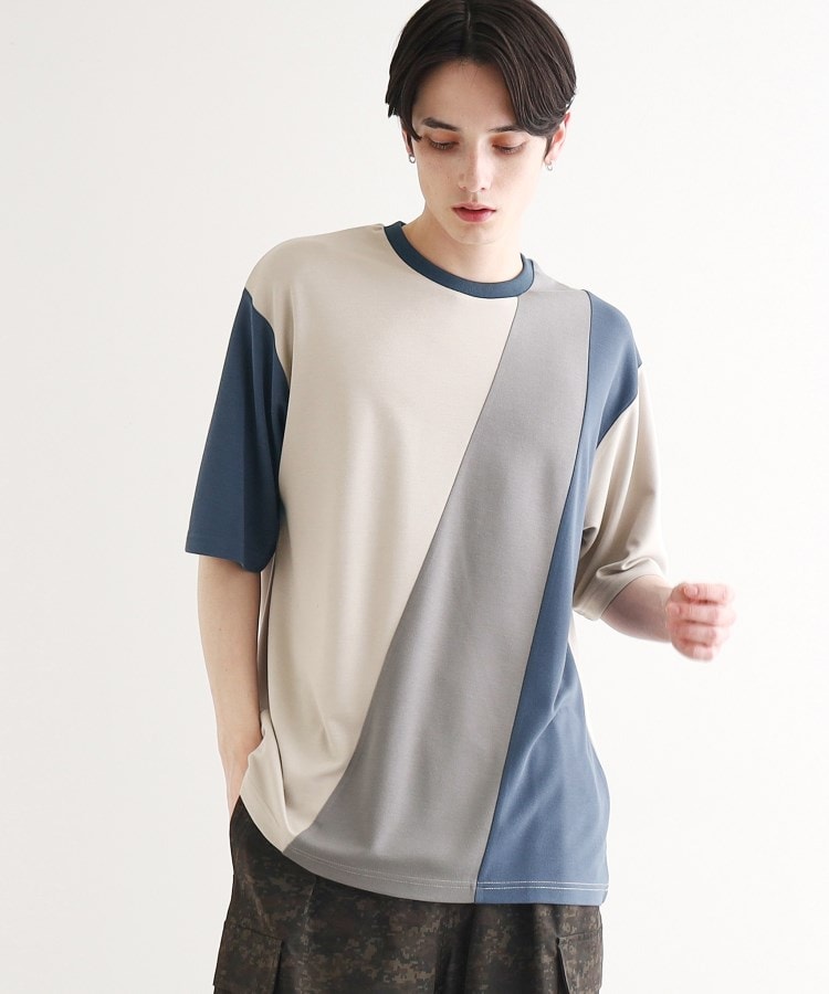 ティーケー タケオ キクチ(tk.TAKEO KIKUCHI)の【UV、接触冷感】ナナメ切替アソートTシャツ/父の日ギフトにオススメ グレー(412)