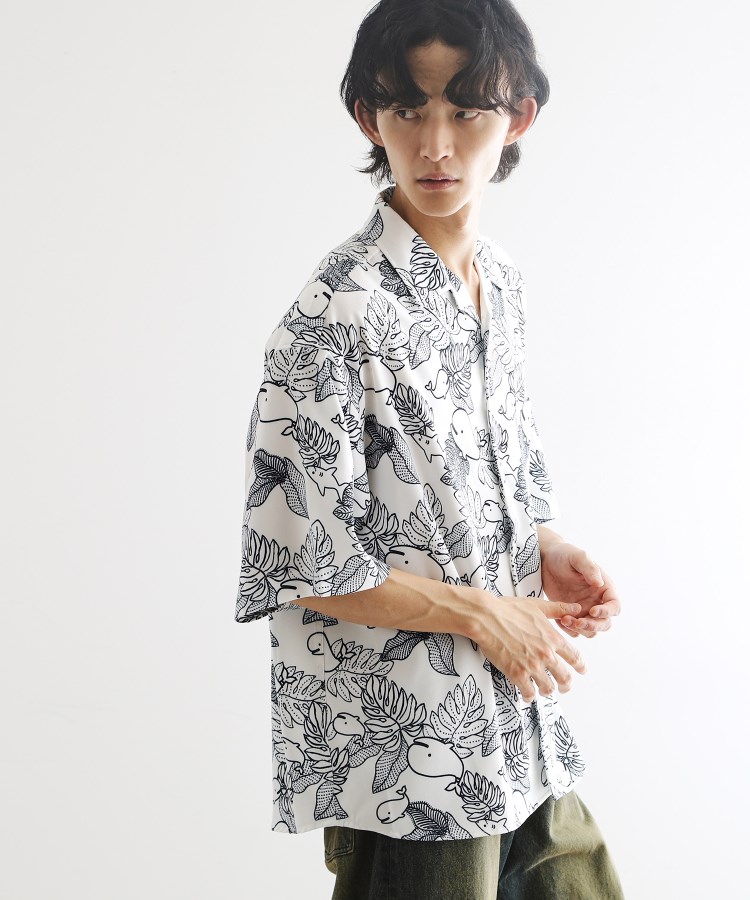 ティーケー タケオ キクチ(tk.TAKEO KIKUCHI)のアートタッチホエール5分袖シャツ ホワイト(401)