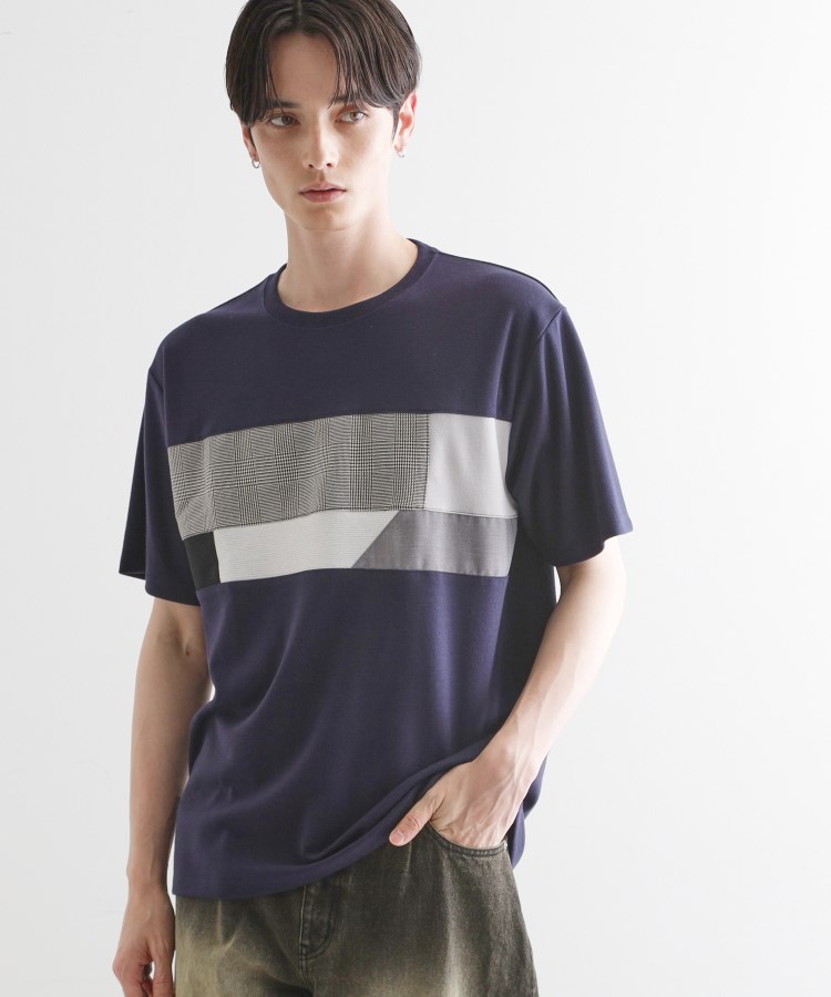 ティーケー タケオ キクチ(tk.TAKEO KIKUCHI)のパネル切替半袖Tシャツ ネイビー(094)