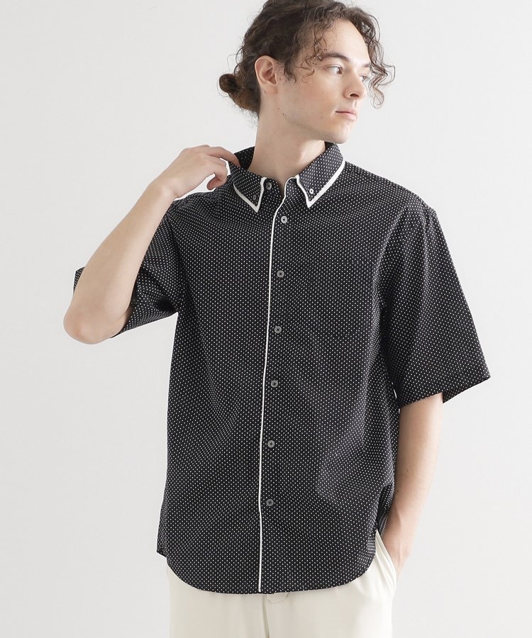 ティーケー タケオ キクチ(tk.TAKEO KIKUCHI)の2枚衿ドット柄シャツ ブラック(019)