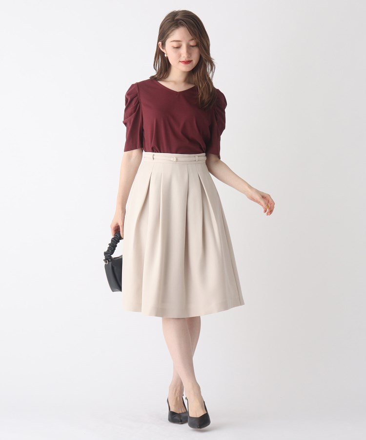 ◇シャンブレーストレッチ タックフレアスカート【WEB限定サイズ ◇シャンブレーストレッチ タックフレアスカート【WEB限定サイズ