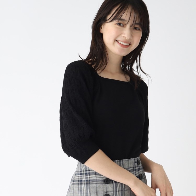 ◇スクエアネック デザインスリーブニット【WEB限定サイズ ◇スクエアネック デザインスリーブニット【WEB限定サイズ