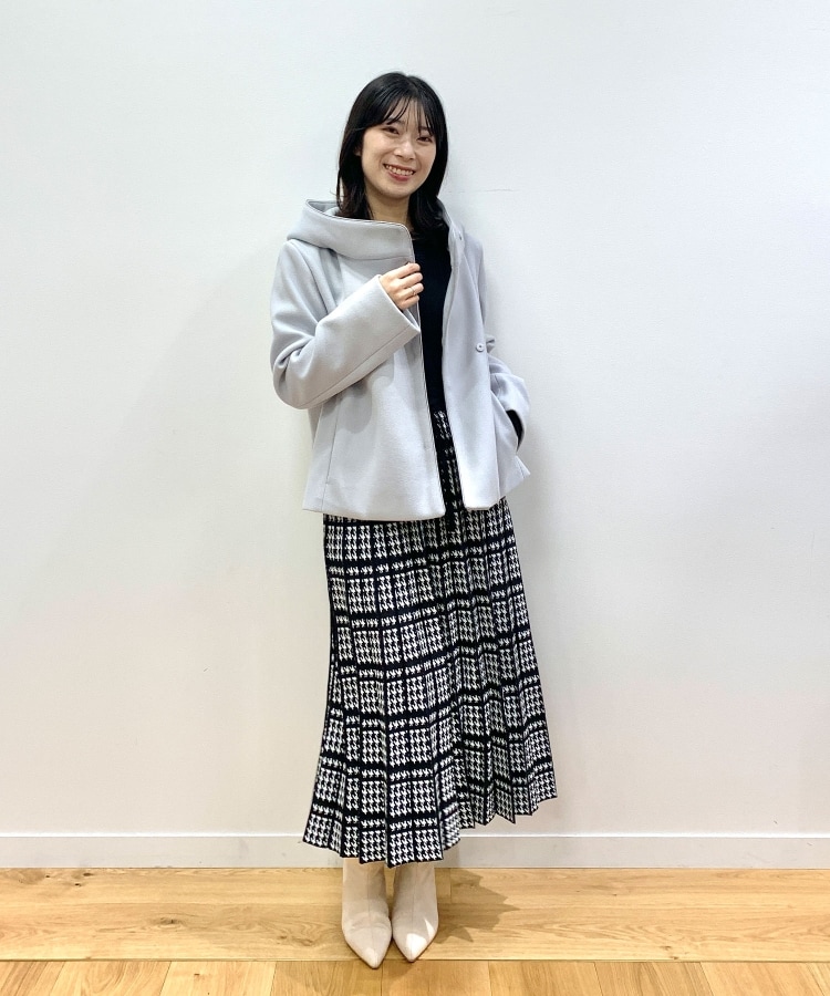 ◇千鳥チェックジャカード プリーツニットワンピース【WEB限定 ◇千鳥チェックジャカード プリーツニットワンピース【WEB限定