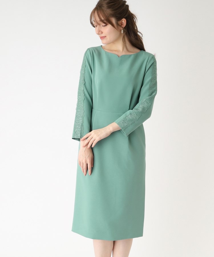 インデックス(index)の◆スリーブレース ドッキングワンピース【DRESS】 ライトグリーン(021)