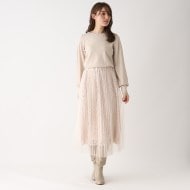 ◇レースレイヤード チュールプリーツスカート(ミモレスカート ◇レースレイヤード チュールプリーツスカート(ミモレスカート