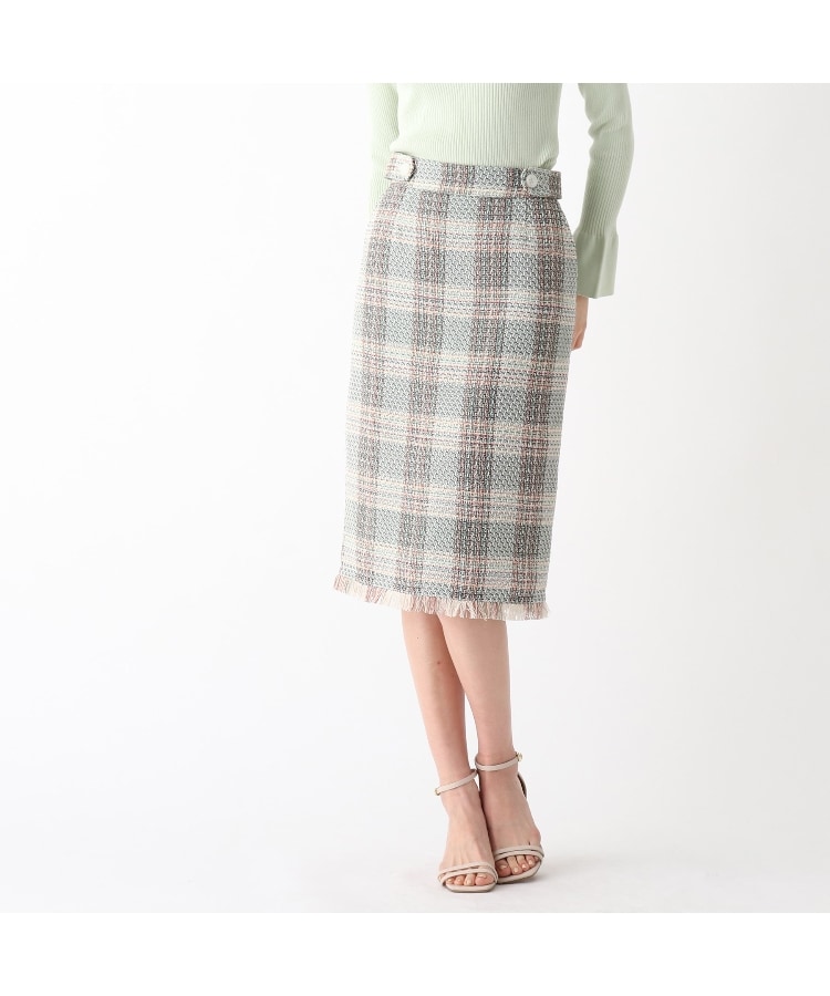 ◇ファンシーツイードタイトスカート【WEB限定サイズ】（膝丈スカート