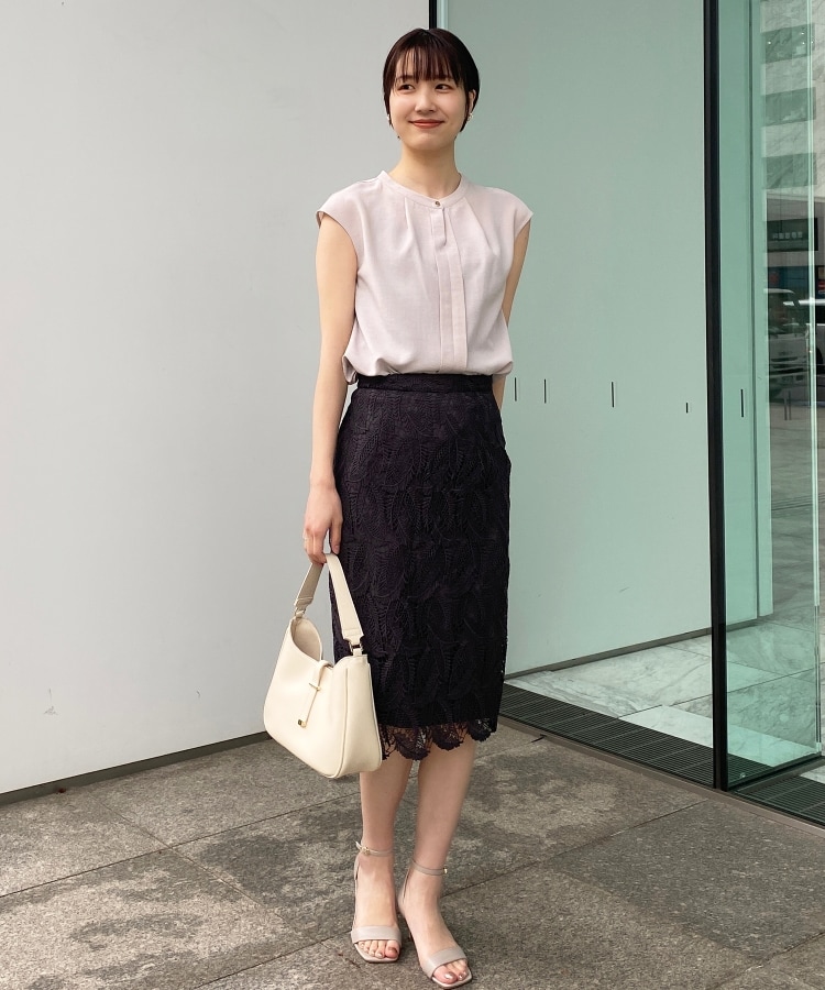 リーフレースタイトスカート【WEB限定サイズ】(ミモレスカート