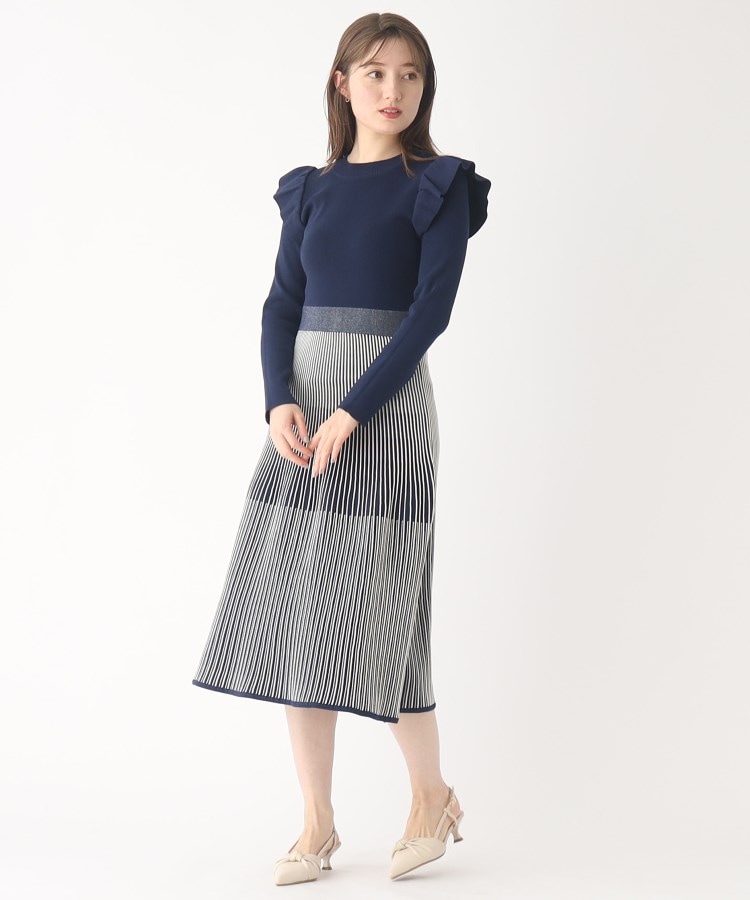 P248/MAX\u0026Co. MAXMARA ニットワンピース ストライプ S 濃紺