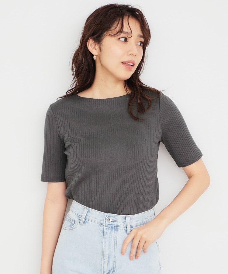 インデックス(index)の《5color/S-LLsize》ワイドリブボートネックトップス【洗濯機洗い可/接触冷感】5