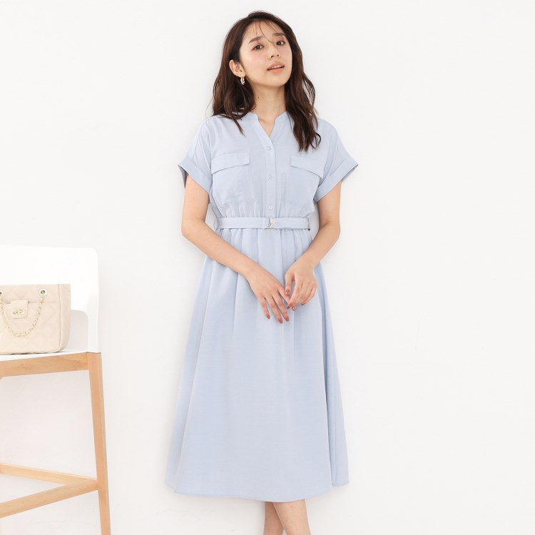 インデックス(index)の《6color/S-LLsize》ダブルポケットシャツワンピース【吸水速乾/防シワ/抗ピル/洗濯機洗い可】 マキシ・ロングワンピース
