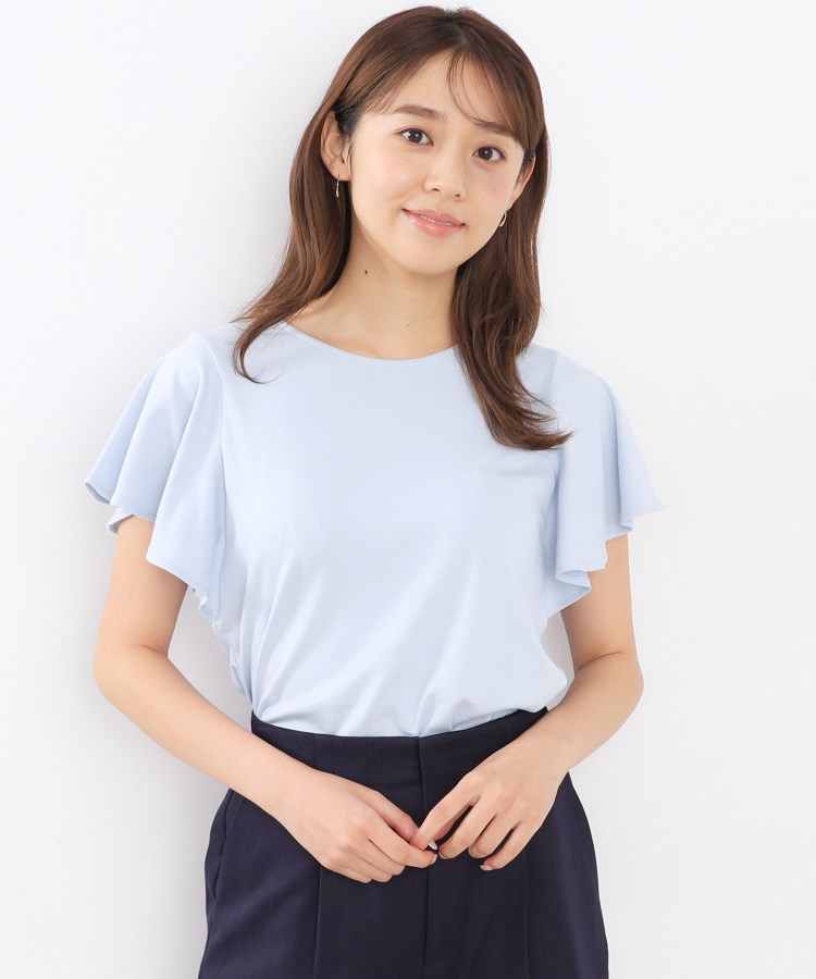 インデックス(index)のUV フレアースリーブトップス【接触冷感/洗濯機洗い可】 サックスブルー(890)