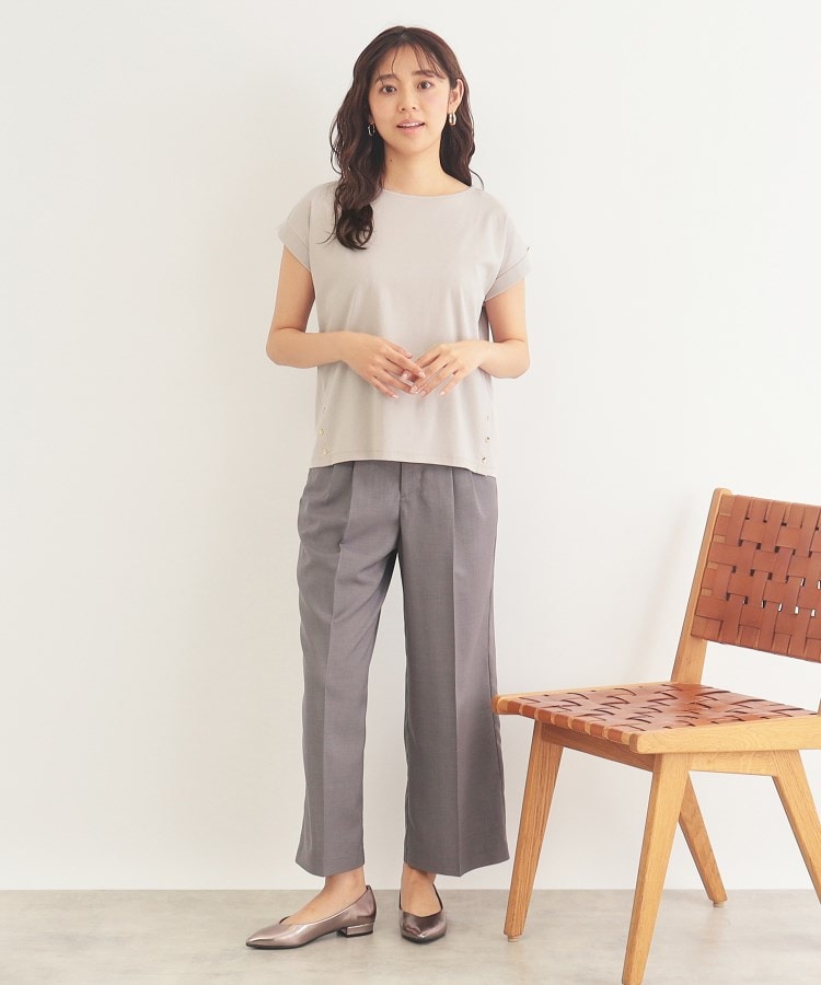 インデックス(index)の《5color》サイドボタン付き フレンチスリーブトップス【接触冷感/洗濯機洗い可】6