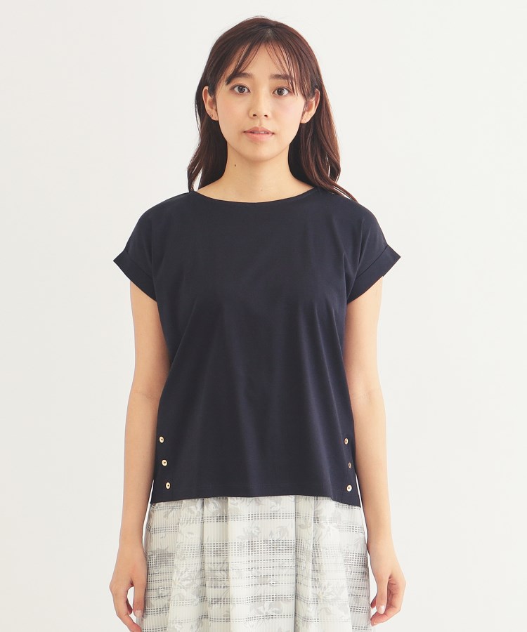 インデックス(index)の《5color》サイドボタン付き フレンチスリーブトップス【接触冷感/洗濯機洗い可】21