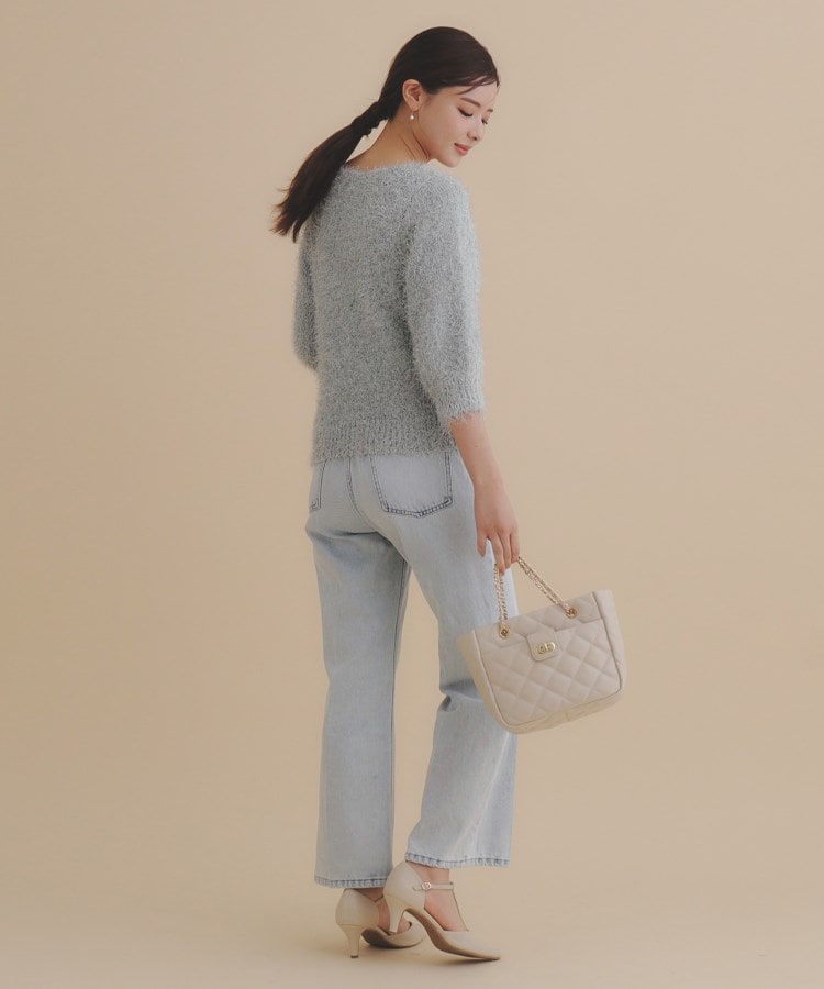 andGIRL掲載》シャイニーシャギー7分袖ニット【洗濯機洗い可 andGIRL掲載》シャイニーシャギー7分袖ニット【洗濯機洗い可