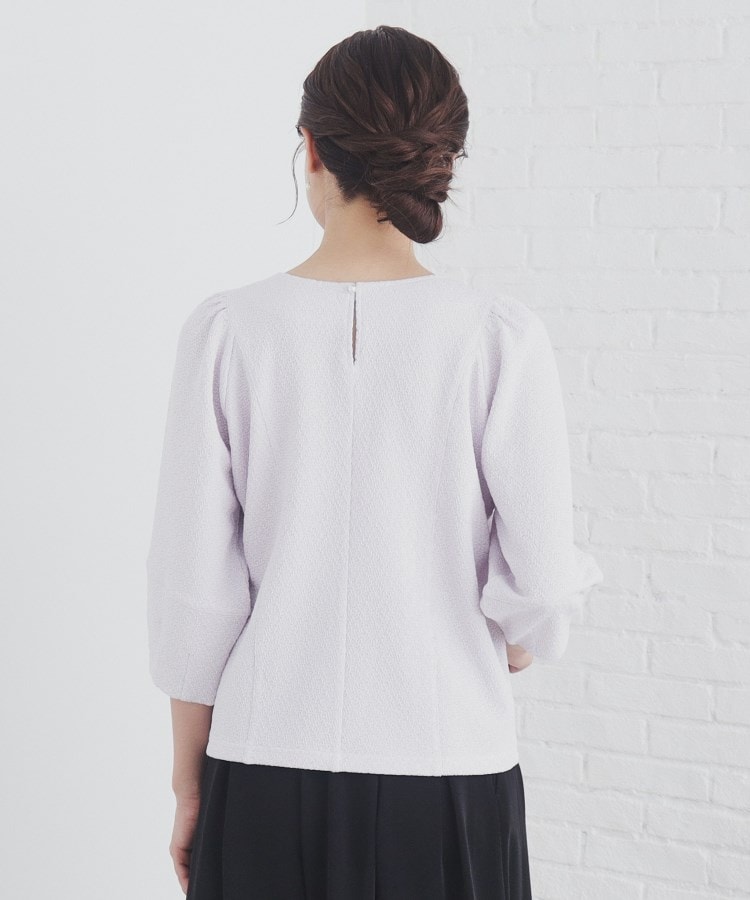 5color/S-LLsiza》カットジャカードパフスリーブトップス【洗濯 5color/S-LLsiza》カットジャカードパフスリーブトップス【洗濯