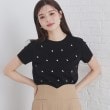 インデックス(index)の《美人百花掲載》クールタッチ短丈ビジューTシャツ【洗濯機洗い/接触冷感】 ブラック(019)