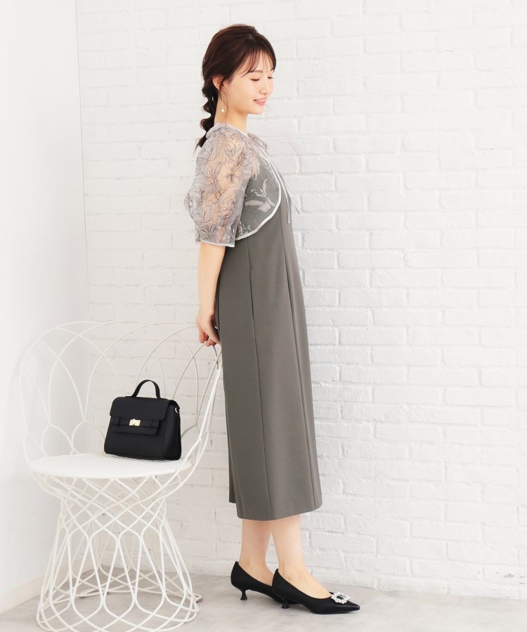 ツインセット》刺繍シアートップス×キャミワンピース【洗濯機 ツインセット》刺繍シアートップス×キャミワンピース【洗濯機