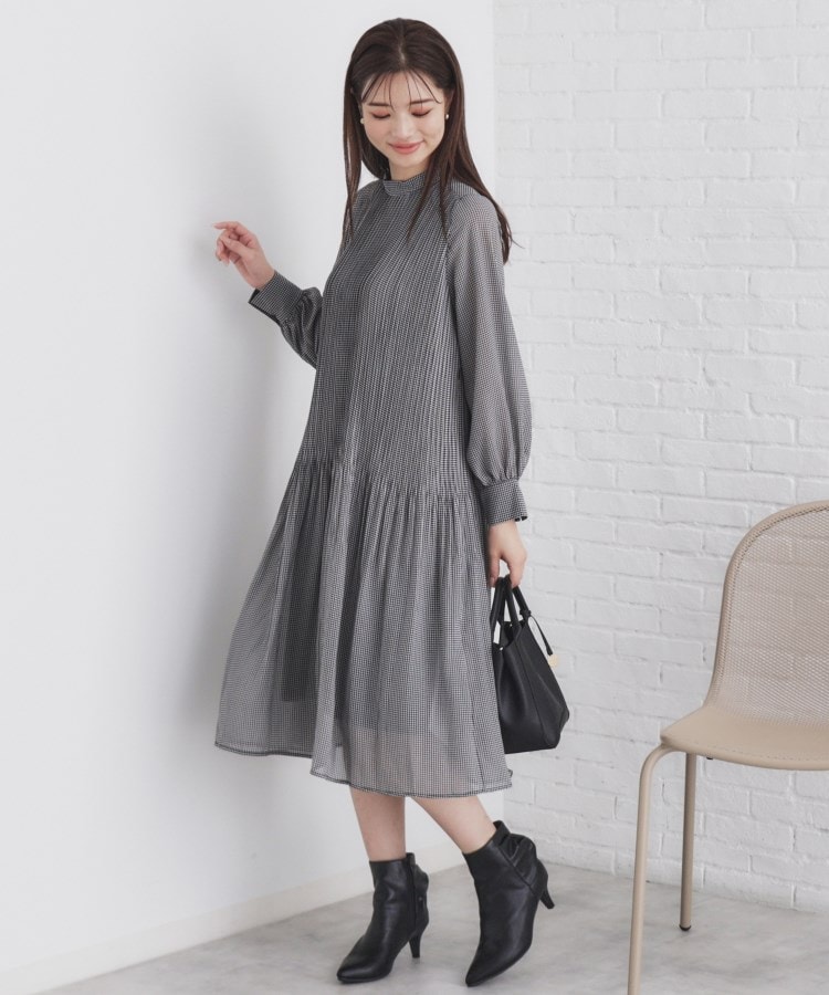 2WAYリボン プリーツワンピース【洗濯機洗い可】(ミドル 2WAYリボン プリーツワンピース【洗濯機洗い可】(ミドル
