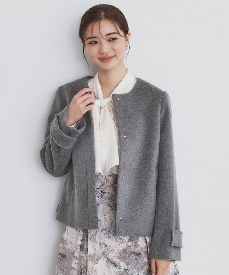 5color/XS-LLsize》ウール混ノーカラーショートコート(ノー 5color/XS-LLsize》ウール混ノーカラーショートコート(ノー