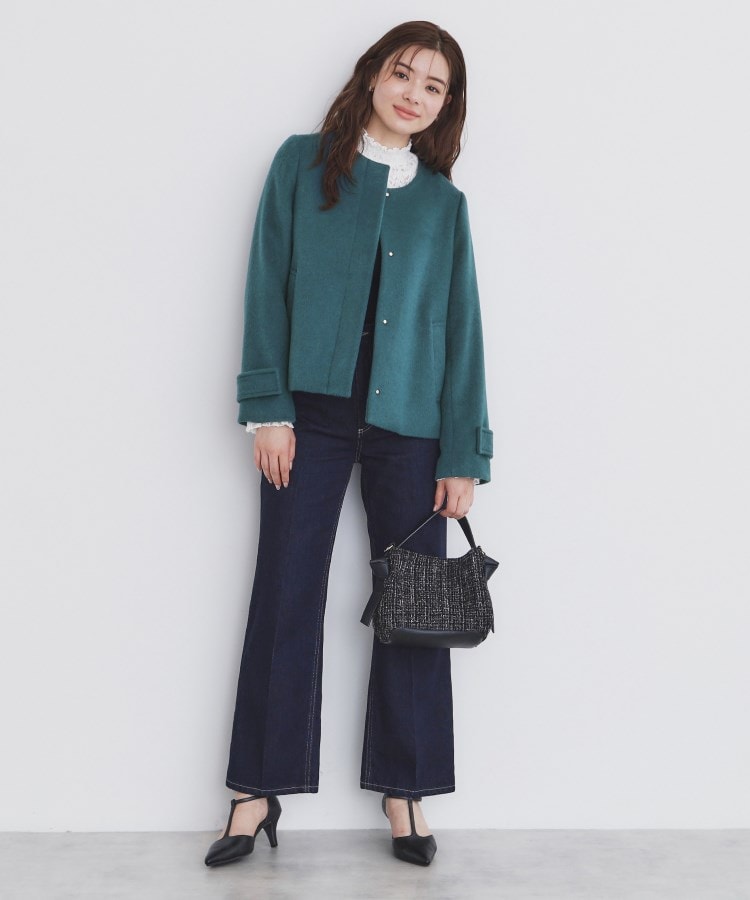 5color/XS-LLsize》ウール混ノーカラーショートコート(ノー 5color/XS-LLsize》ウール混ノーカラーショートコート(ノー