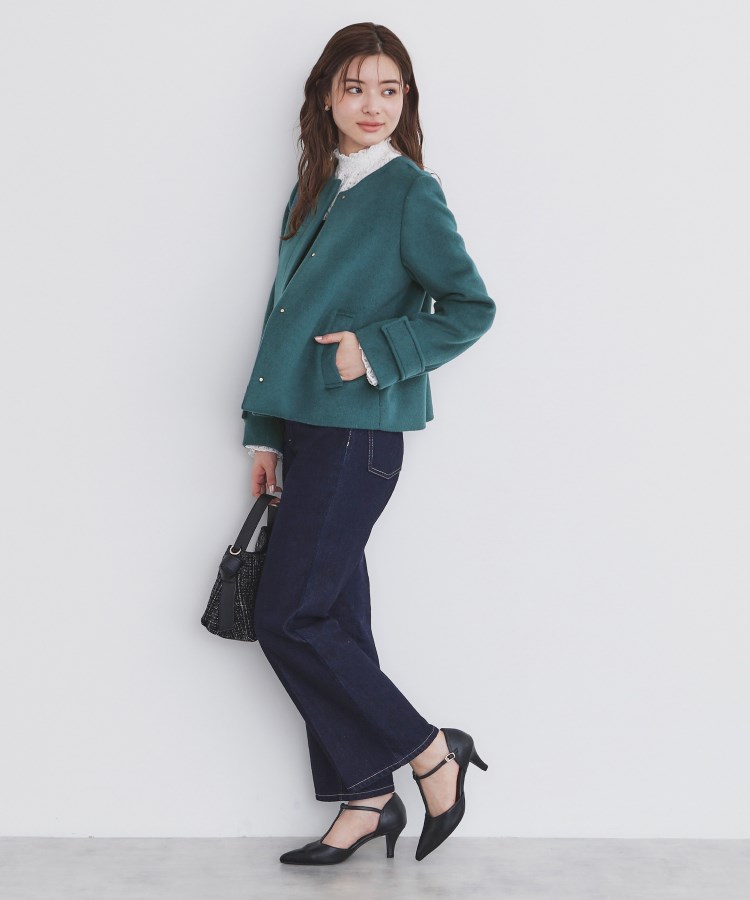 5color/XS-LLsize》ウール混ノーカラーショートコート(ノー 5color/XS-LLsize》ウール混ノーカラーショートコート(ノー