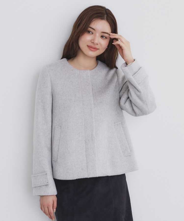 5color/XS-LLsize》ウール混ノーカラーショートコート(ノー 5color/XS-LLsize》ウール混ノーカラーショートコート(ノー
