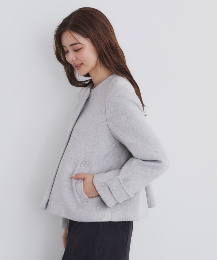 5color/XS-LLsize》ウール混ノーカラーショートコート(ノー 5color/XS-LLsize》ウール混ノーカラーショートコート(ノー