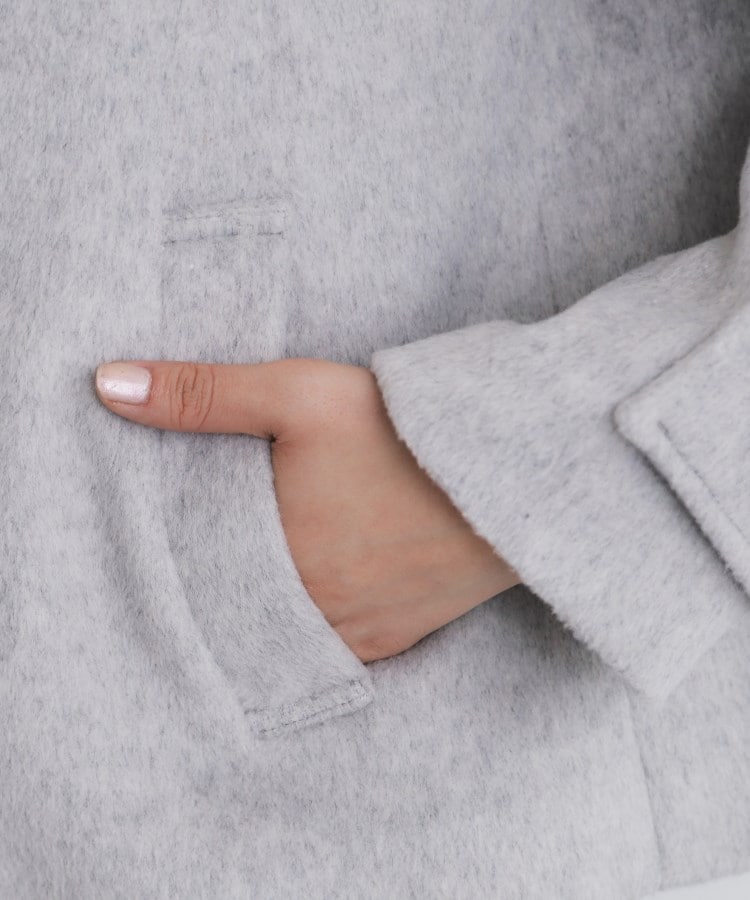 5color/XS-LLsize》ウール混ノーカラーショートコート（ノー