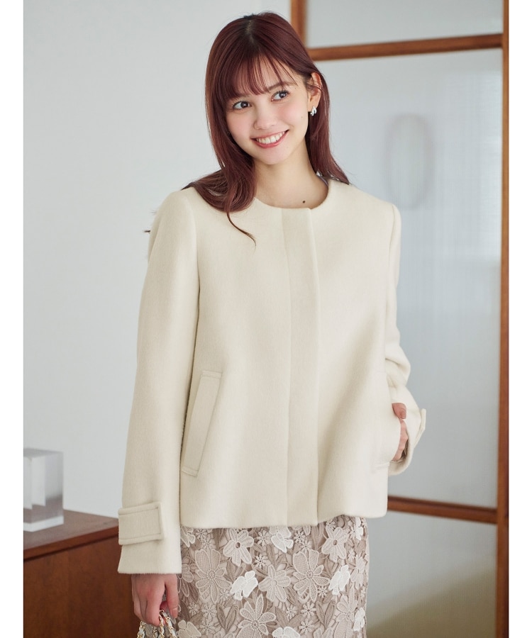 5color/XS-LLsize》ウール混ノーカラーショートコート(ノー 5color/XS-LLsize》ウール混ノーカラーショートコート(ノー